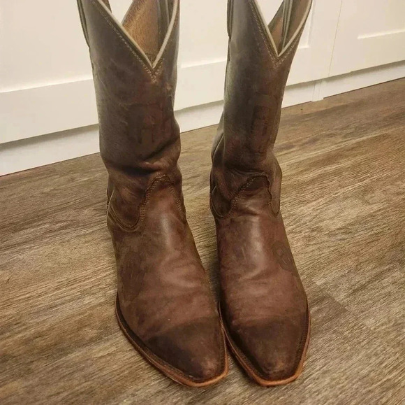 Nocona OU Oklahoma University Leather Cowboy Boots Womens 7 - Picture 2 of 8